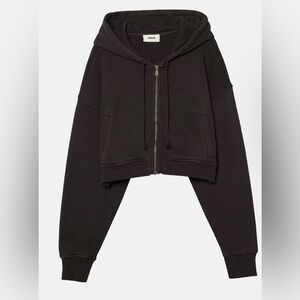 Elwood Babydoll Cropped Zip Hoodie - Vintage Black